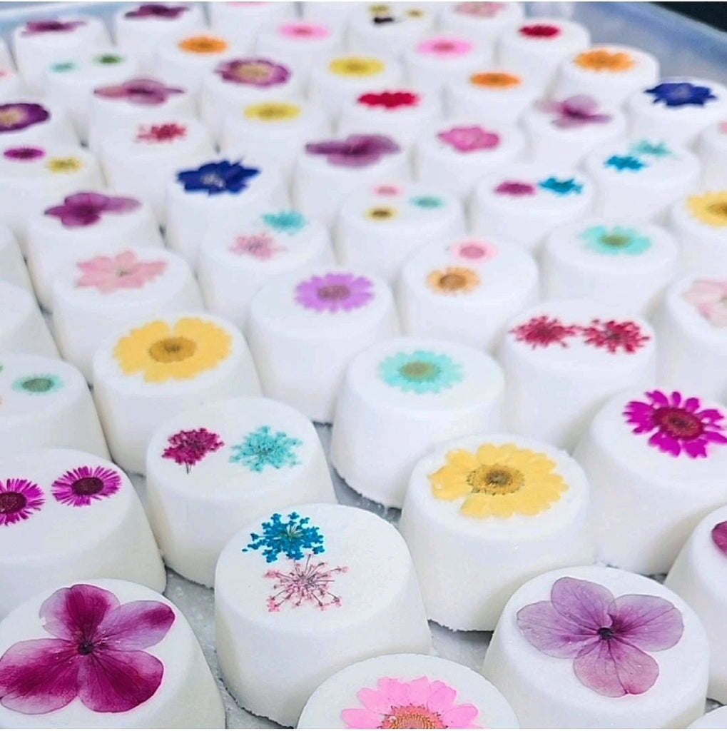 Pressed flower shower steamer gift box